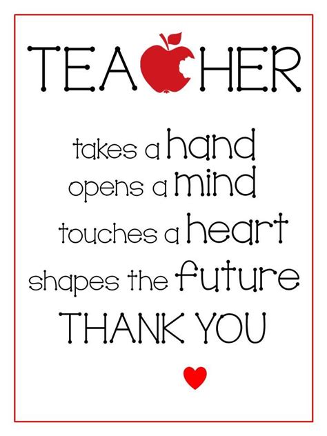 Thank You Printable Teacher Appreciation Quotes